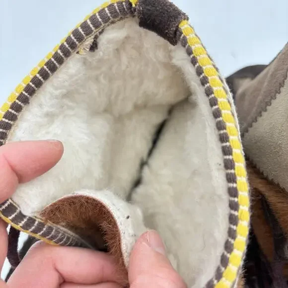 Vintage Fur Suede Quilted Moccasin Boots Moc Toe Women's 6 Made in Italy - Picture 9 of 14